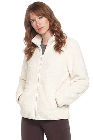 Giacca in pile beige con zip Skechers JA218