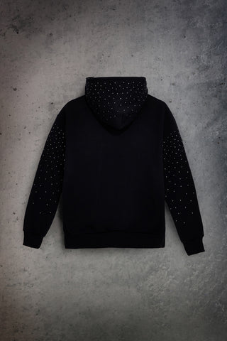 Felpa Nera con Cappuccio e Brillantini Boardman Low Key