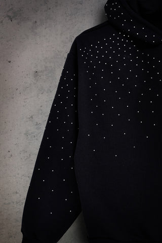 Felpa Nera con Cappuccio e Brillantini Boardman Low Key