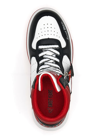 Weiße und rote hohe Sneakers „Sweet Years 8580“.