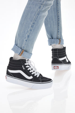 Mittelhohe Vans Filmore Hi Plateau-Sneaker in Schwarz und Weiß