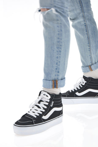 Mittelhohe Vans Filmore Hi Plateau-Sneaker in Schwarz und Weiß