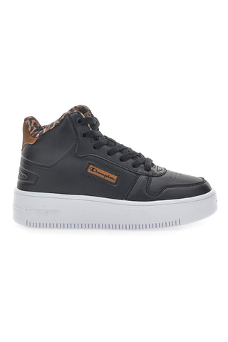 Sneakers con Flatform Champion Rebound Plat Mid Animalier Nere
