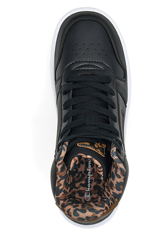 Sneakers mit Flatform Champion Rebound Plat Mid Animalier Schwarz