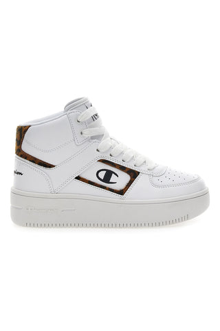 Sneakers Mid-Cut Champion Foul Play Plat Mid Animalier Bianche