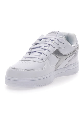 Weiße Sneakers mit silbernem Fries Diadora Raptor Low Moon WN