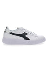 Weiße Sneakers mit schwarzem Fries Diadora Step P Teamtime