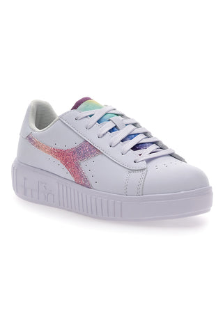Sneakers Bianche Con Fregio Arcobaleno Diadora Game Step Glow Gs