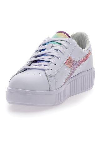 Sneakers Bianche Con Fregio Arcobaleno Diadora Game Step Glow Gs