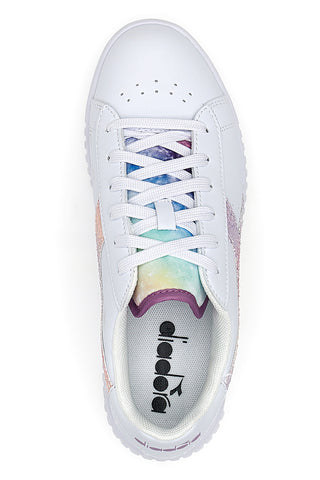 Weiße Turnschuhe mit Regenbogenfries Diadora Game Step Glow Gs