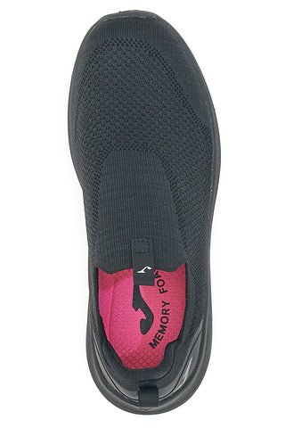 Joma Laceless Lady 2401 Atmungsaktive schwarze Slip-On-Sneaker mit Memory-Schaum