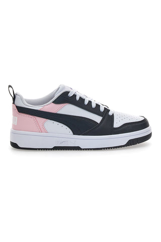 Sneakers Bianche e Rosa Con Stringa Laterale Puma Rebound V6 LO JR