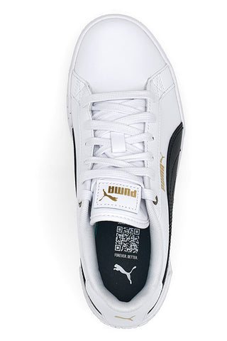 Weiße und schwarze Turnschuhe mit Puma Karmen-Keilabsatz