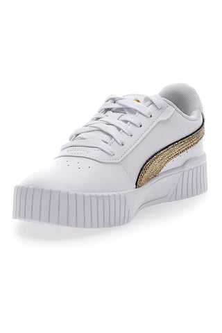 Weiße Chasuble-Sneaker mit Schnürsenkeln Puma Carina 2.0 Mettalic Shine