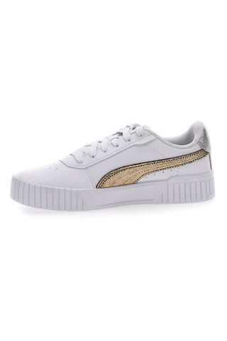 Weiße Chasuble-Sneaker mit Schnürsenkeln Puma Carina 2.0 Mettalic Shine
