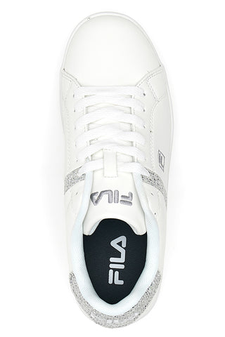 Weiße Sneakers mit silbernem Glitzer Fila CrossCourt 2 F Wmn