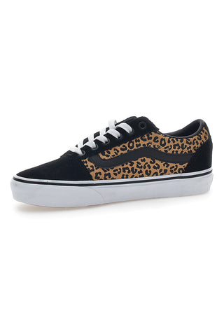 Vans Ward Sneakers in Schwarz mit Animal-Print – trendiges Low-Cut-Design mit ikonischem Seitenstreifen