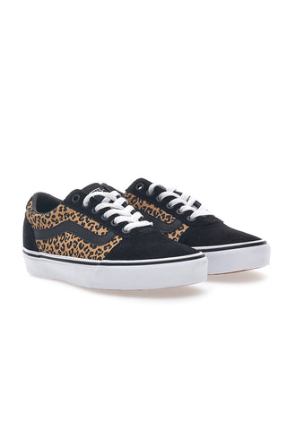 Vans Ward Sneakers in Schwarz mit Animal-Print – trendiges Low-Cut-Design mit ikonischem Seitenstreifen
