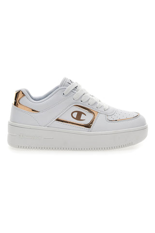 Weiße Turnschuhe mit seitlichem Logo-Champion-Foul-Plat-Element