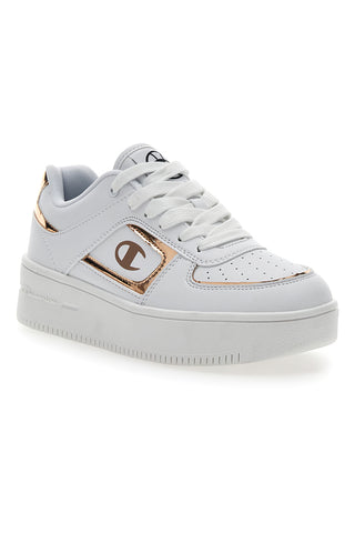 Weiße Turnschuhe mit seitlichem Logo-Champion-Foul-Plat-Element