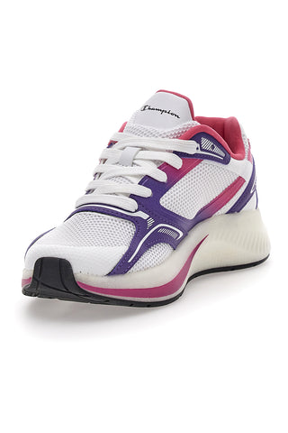 Weiße und lila Sneaker mit Mesh-Champion-Vibe