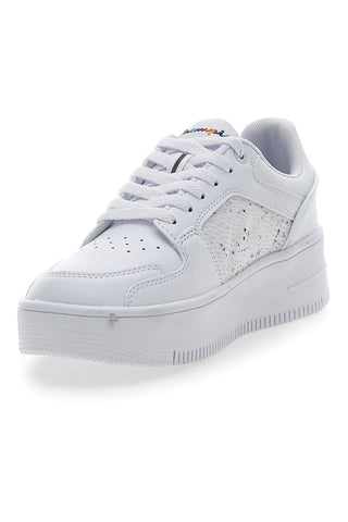 Weiße Sneaker mit Schnürsenkeln von Champion Rebound Platform Abstract Low
