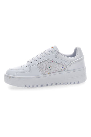 Weiße Sneaker mit Schnürsenkeln von Champion Rebound Platform Abstract Low