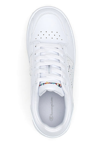 Weiße Sneaker mit Schnürsenkeln von Champion Rebound Platform Abstract Low
