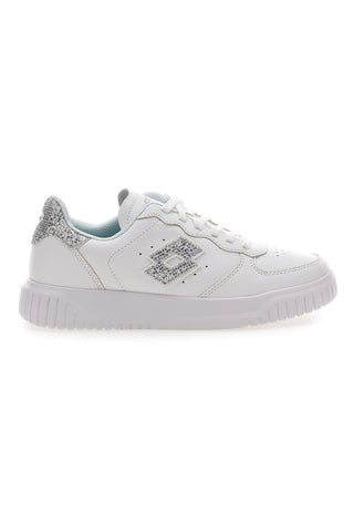 Weiße Sneakers mit glitzerndem Lotto Venus 1 AMF III GLI-Logo