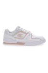 Weiße und rosa Champion 3 Point Low Sneakers