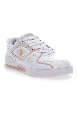 Weiße und rosa Champion 3 Point Low Sneakers