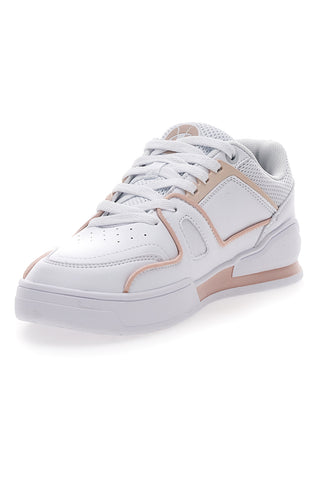 Weiße und rosa Champion 3 Point Low Sneakers
