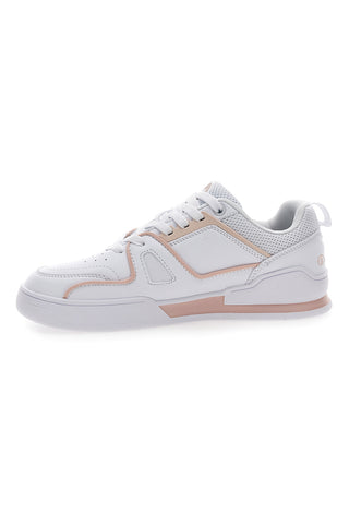 Weiße und rosa Champion 3 Point Low Sneakers