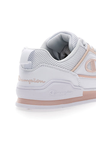 Weiße und rosa Champion 3 Point Low Sneakers