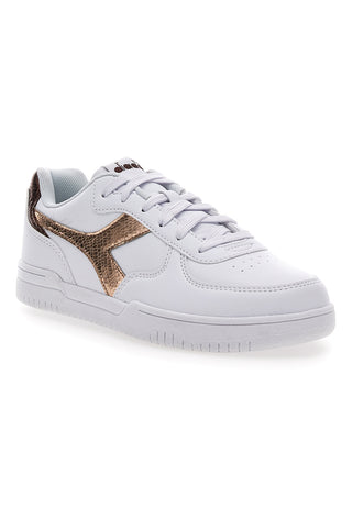 Sneakers Bianche con logo dorato DIADORA RAPTOR LOW CRYSTAL WN