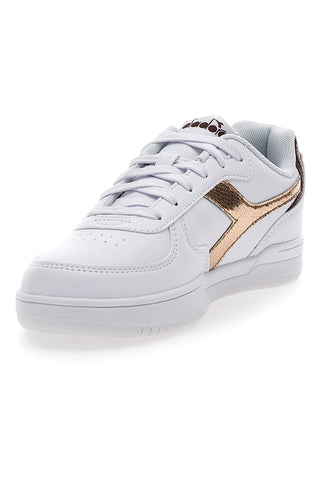 Sneakers Bianche con logo dorato DIADORA RAPTOR LOW CRYSTAL WN