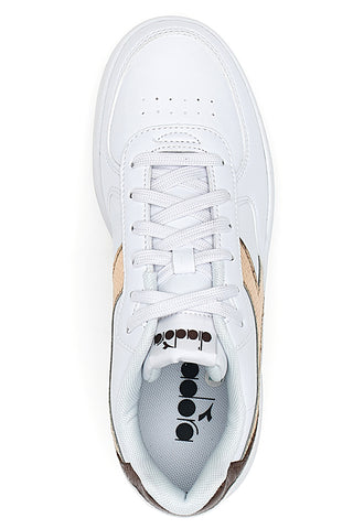 Sneakers Bianche con logo dorato DIADORA RAPTOR LOW CRYSTAL WN