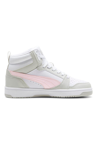 WEISSE HOHE SNEAKERS MIT ROSA DETAILS PUMA REBOUND V6 MID JR