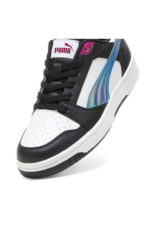 Sneakers Bianche e nere con bande laterali colorate Puma Rebound V6 Lo Bouncy Sky Jr