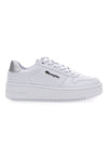 Weiße Sneakers mit verchromten Champion RD18 RD Plat-Schnürsenkeln