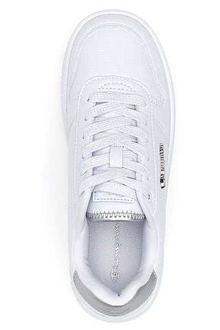 Weiße Sneakers mit verchromten Champion RD18 RD Plat-Schnürsenkeln