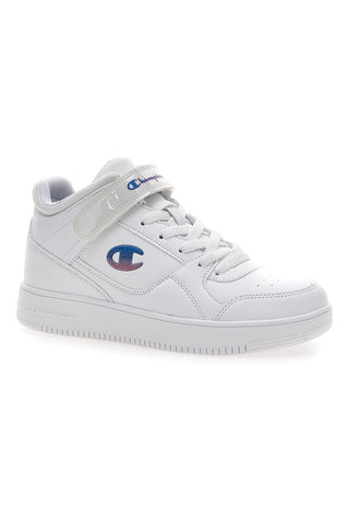 Weiße Mid-Cut-Sneaker mit Klettverschluss CHAMPION RD15 MID G GS