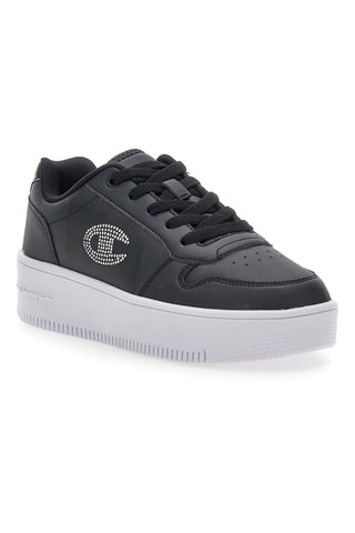 Schwarze Sneaker mit schwarzer Plateausohle CHAMPION RD18 PLATFORM GLITTER G GS