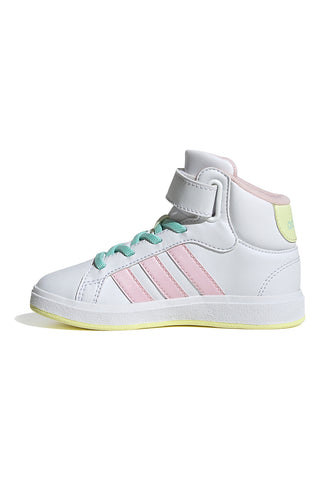 MID-CUT WEISSE SNEAKERS MIT BUNTEN DETAILS ADIDAS GRAND COURT MID K