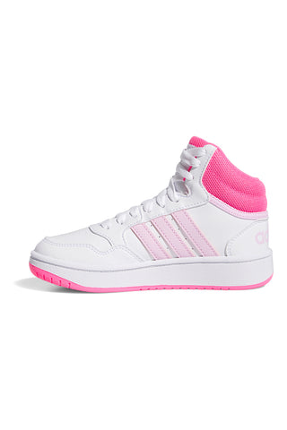 Sneakers bianca e rosa con lacci Adidas Hoops 3.0 mid K