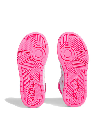 Sneakers bianca e rosa con lacci Adidas Hoops 3.0 mid K