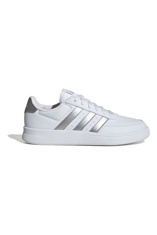 Weiße Adidas Breaknet 2.0-Sneaker mit silbernen Details