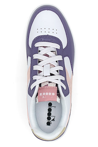 Weiße und lila Sneakers mit rosa Logo DIADORA RAPTOR LOW SPOTTED GS