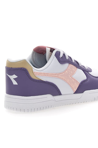 Weiße und lila Sneakers mit rosa Logo DIADORA RAPTOR LOW SPOTTED GS