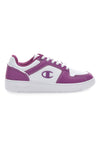 Weiße und lila Sneakers mit seitlichem Logo Champion RD18 2 LOW